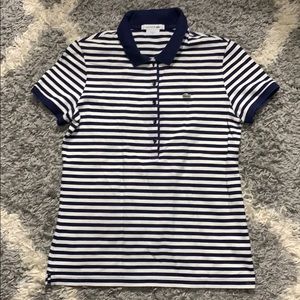 Lacoste Womens Polo Sz S/40 Preowned Navy/White